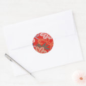 Rood Hawaiiaans Japans Kimono: Bloemen Ronde Sticker (Envelop)