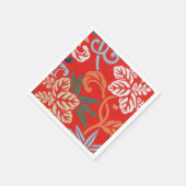 Rood Hawaiiaans Japans Kimono:  Bloemen Servet (Hoek)