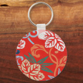 Rood Hawaiiaans Japans Kimono:  Bloemen Sleutelhanger (Voorkant)