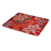 Rood Hawaiiaans Japans Kimono:  Bloemen Snijplank (Hoek)