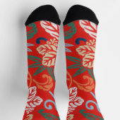 Rood Hawaiiaans Japans Kimono:  Bloemen Sokken (Top)