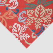 Rood Hawaiiaans Japans Kimono:  Bloemen Tissuepapier (Detail)