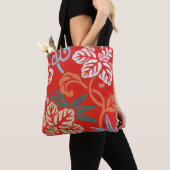 Rood Hawaiiaans Japans Kimono: Bloemen Tote Bag (Dichtbij)