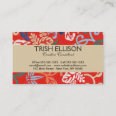 Rood Hawaiiaans Japans Kimono: Bloemen Visitekaartje (Achterkant)