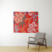 Rood Hawaiiaans Japans Kimono:  Bloemen Wandkleed (In Situ (horizontaal))