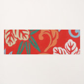 Rood Hawaiiaans Japans Kimono:  Bloemen Yogamat (Achterkant (horizontaal))