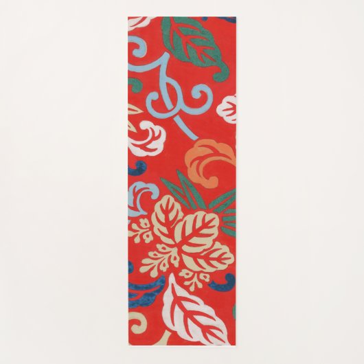 Rood Hawaiiaans Japans Kimono:  Bloemen Yogamat (Voorkant)