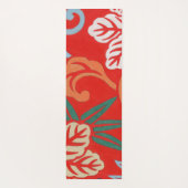 Rood Hawaiiaans Japans Kimono:  Bloemen Yogamat (Achterkant)