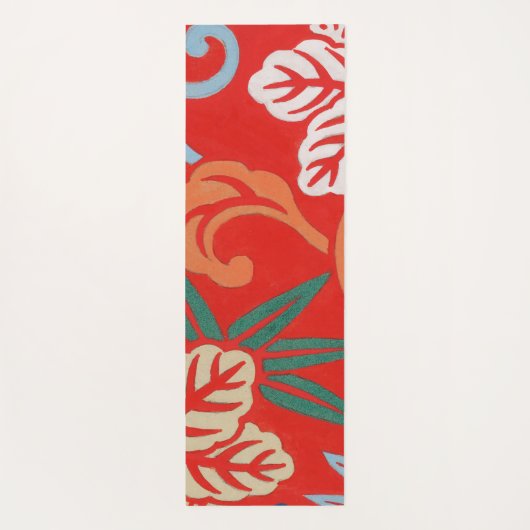 Rood Hawaiiaans Japans Kimono:  Bloemen Yogamat (Achterkant)