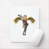 Rood-Headed Steampunk Dragon Girl Muismat (Met muis)