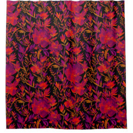 Rood heet bloemmotief douchegordijn