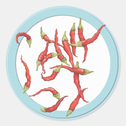 Rood Heet Chillies blauw Sticker (Voorkant)