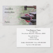 Rood heet hoefijzer op een aambeeld visitekaartje (Voorkant / Achterkant)