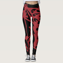Rood Heet Metallic Pony Paardenhengst Staal Linear Leggings