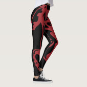 Rood Heet Metallic Pony Paardenhengst Staal Linear Leggings (Rechts)