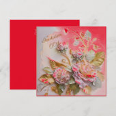 Rood Heet Roos goud Gebeeldhouwde Rozen 60th Save The Date (Voorkant / Achterkant)