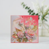 Rood Heet Roos goud Gebeeldhouwde Rozen 60th Save The Date (Staand voorkant)