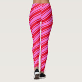Rood Heet Roze Candy Cane Diagonal Stripe Kerstmis Leggings (Achterkant)