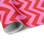 Rood Heet Roze Chevron Zigzag Doe-het-zelf Kleuren Cadeaupapier (Rol Hoek)