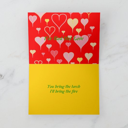 Rood heet Wenskaart Kaart (Binnen)