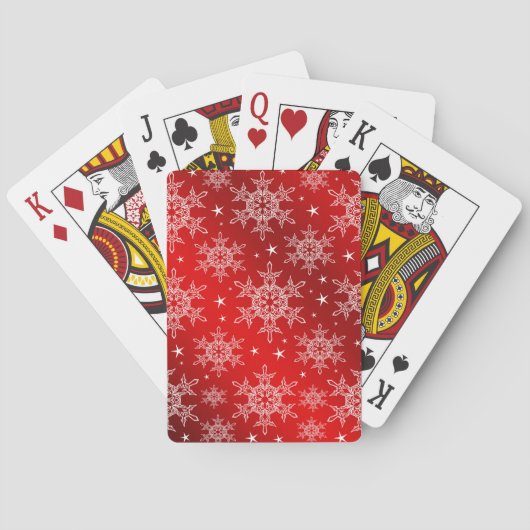 rood, helder, ster, stof, ornament, modern, textie pokerkaarten (Achterkant)