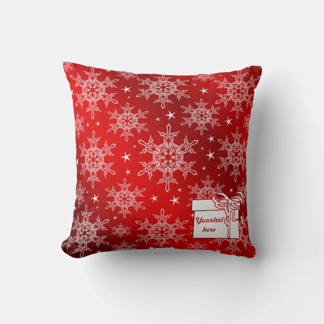 rood, helder, ster, stof, siervormig, modern, text kussen (Voorkant)