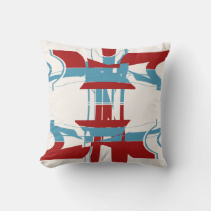Rood Helderblauw Gebroken Wit Geometrisch Art Desi Kussen