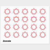 Rood heptagram ronde sticker (Vel)