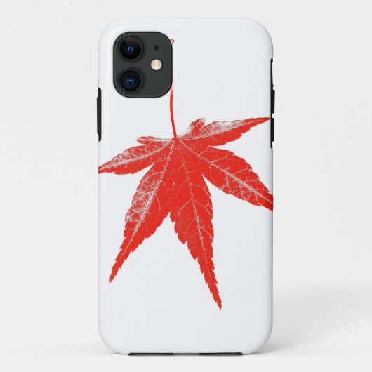 Rood herfstblad op wit Case-Mate iPhone case (Achterkant)