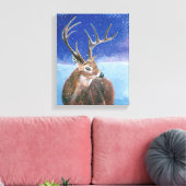 Rood hert (Cervus elaphus) en winter Canvas Afdruk (Insitu (Woonkamer))
