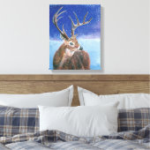 Rood hert (Cervus elaphus) en winter Canvas Afdruk (Insitu (Slaapkamer))
