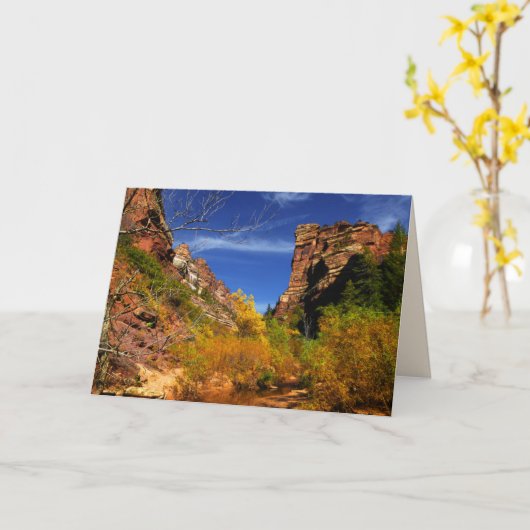 Rood heuvellandschap, onderweg, Zion NP, blanco bi Kaart (Gele Bloem)