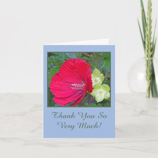 ROOD HIBISCUS/BLOEMIG/"HEEL ERG BEDANKT" KAART (Voorkant)