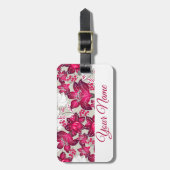 Rood hibiscus floral bagagelabel (Voorkant verticaal)