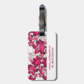 Rood hibiscus floral bagagelabel (Achterkant verticaal)