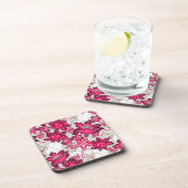 Rood hibiscus floral bier onderzetter (Rechterzijde)