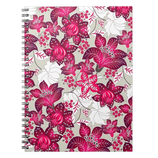 Rood hibiscus floral notitieboek (Voorkant)