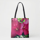 Rood Hibiscus fluithaar dicht Tote Bag (Voorkant)