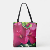 Rood Hibiscus fluithaar dicht Tote Bag (Achterkant)