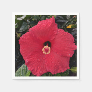 Rood Hibiscus Papier Servet