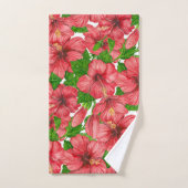 Rood hibiscus patroon II Bad Handdoek (Handdoek)