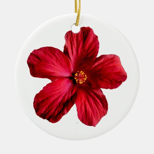 Rood Hibiscus-ventilatorcirculatie Ornament (Voorkant)