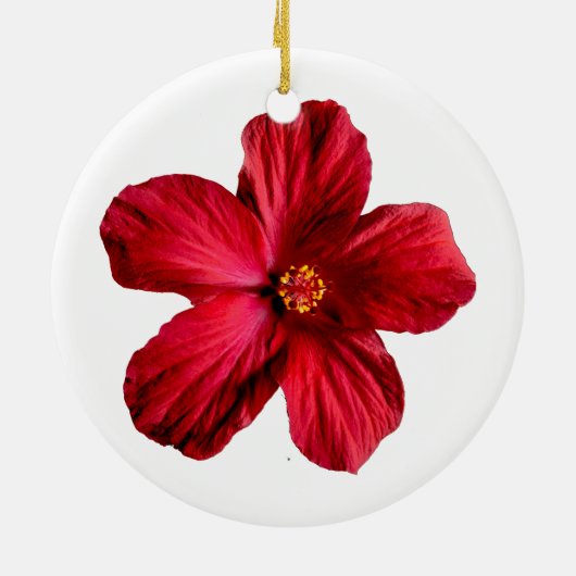 Rood Hibiscus-ventilatorcirculatie Ornament (Achterkant)