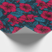 Rood hibiscus verpakkingspapier cadeaupapier (Hoek)