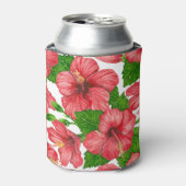 Rood hibiscus waterverf patroon blikjeskoeler (Blikje Voorkant)