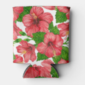 Rood hibiscus waterverf patroon blikjeskoeler (Voorkant)