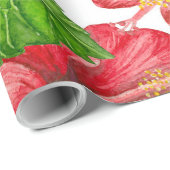 Rood hibiscus waterverf patroon cadeaupapier (Rol Hoek)