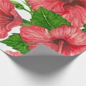 Rood hibiscus waterverf patroon cadeaupapier (Hoek)