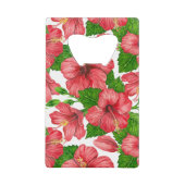 Rood hibiscus waterverf patroon creditkaart flessenopener (Voorkant)