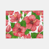 Rood hibiscus waterverf patroon fleece deken (Voorkant (Horizontaal))